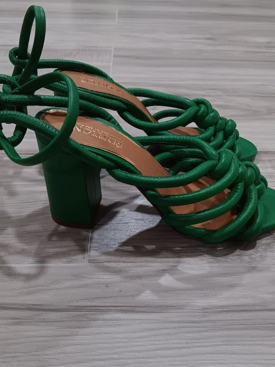 Sézane Editions Women's Deborah Leather Sandals Vibrant Green 7 - Picture 5 of 14